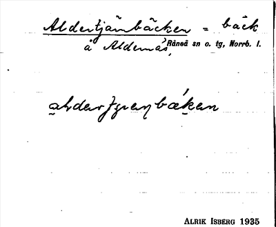 Bild på arkivkortet för arkivposten Aldertjärnbäcken