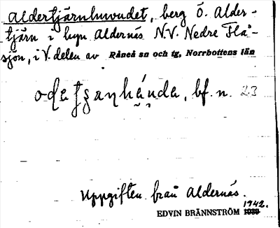 Bild på arkivkortet för arkivposten Aldertjärnhuvudet