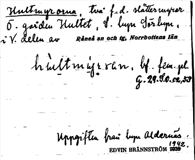 Bild på arkivkortet för arkivposten Hultmyrorna