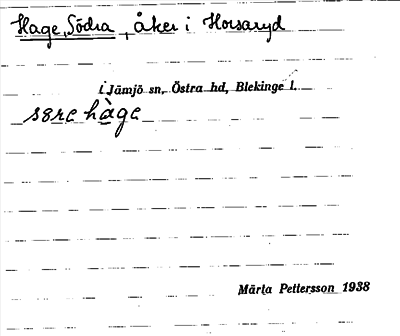 Bild på arkivkortet för arkivposten Hage, Södra