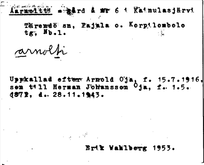 Bild på arkivkortet för arkivposten Aarnoltti