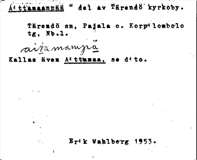 Bild på arkivkortet för arkivposten Aittamaanpää