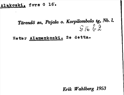 Bild på arkivkortet för arkivposten Alakoski