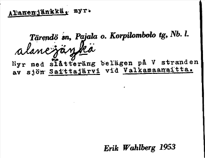 Bild på arkivkortet för arkivposten Alanenjänkkä