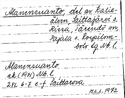 Bild på arkivkortet för arkivposten Alanensuanto