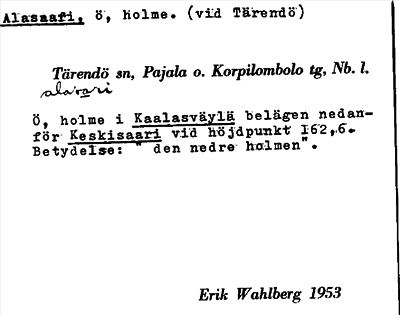 Bild på arkivkortet för arkivposten Alasaari