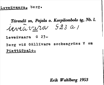 Bild på arkivkortet för arkivposten Leveävaara