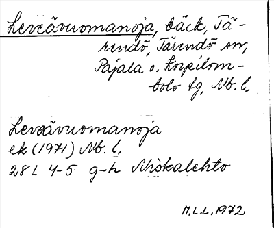 Bild på arkivkortet för arkivposten Leveävuomanoja