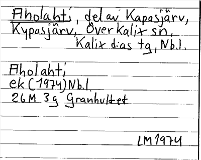 Bild på arkivkortet för arkivposten Aholahti