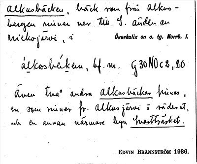 Bild på arkivkortet för arkivposten Alkusbäcken