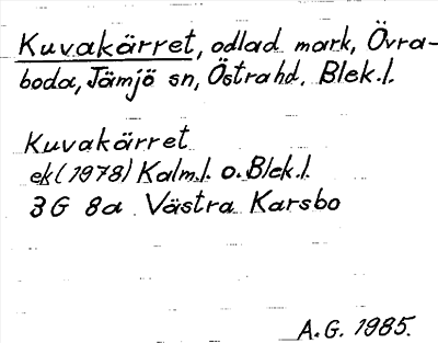 Bild på arkivkortet för arkivposten Kuvakärret