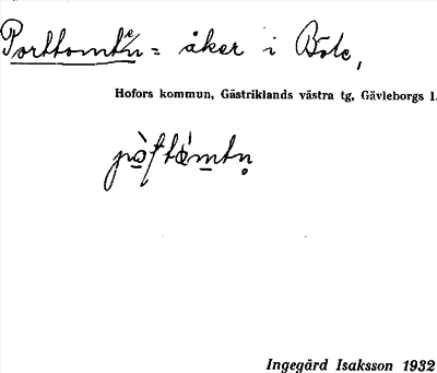 Bild på arkivkortet för arkivposten Porttomten