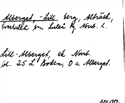 Bild på arkivkortet för arkivposten Alberget, -Lill
