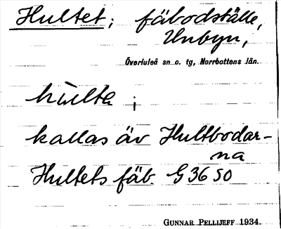 Bild på arkivkortet för arkivposten Hultet