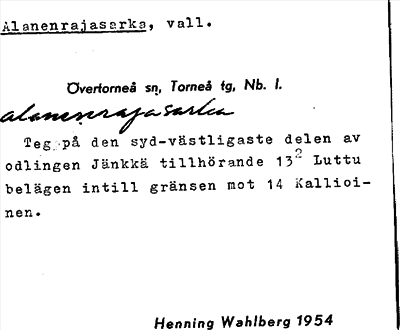 Bild på arkivkortet för arkivposten Alanenrajasarka