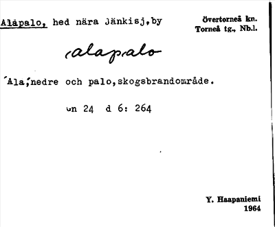Bild på arkivkortet för arkivposten Alapalo