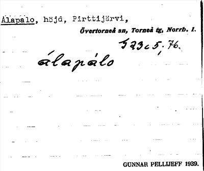 Bild på arkivkortet för arkivposten Alapalo
