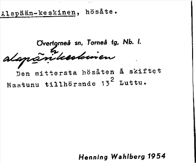 Bild på arkivkortet för arkivposten Alapään-keskinen