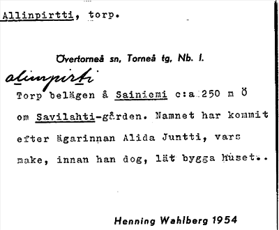 Bild på arkivkortet för arkivposten Allinpirtti