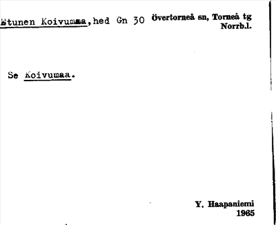 Bild på arkivkortet för arkivposten Etunen Koivumaa