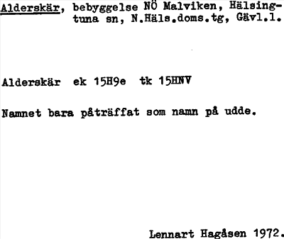 Bild på arkivkortet för arkivposten Alderskär