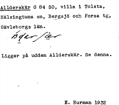Bild på arkivkortet för arkivposten Allderskär