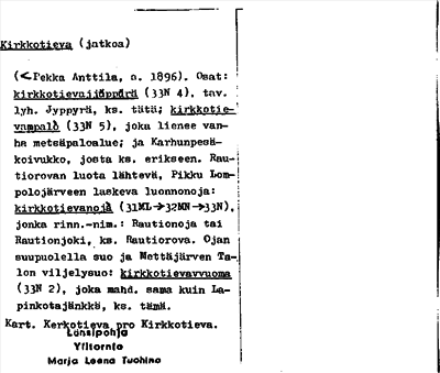 Bild på arkivkortet för arkivposten Kirkkotieva