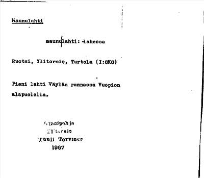 Bild på arkivkortet för arkivposten Maunulahti