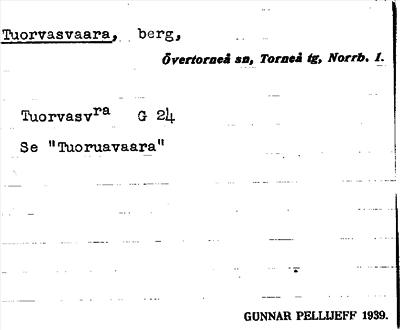 Bild på arkivkortet för arkivposten Tuorvasvaara