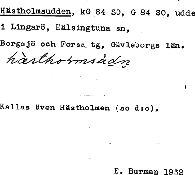 Bild på arkivkortet för arkivposten Hästholmsudden