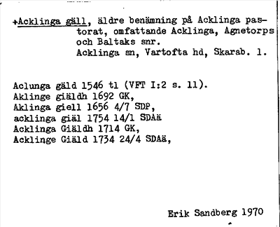 Bild på arkivkortet för arkivposten +Acklinga gäll