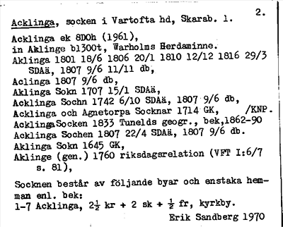 Bild på arkivkortet för arkivposten Acklinga