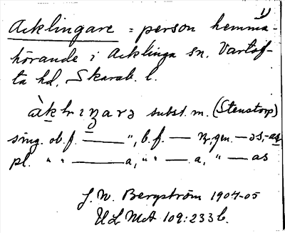 Bild på arkivkortet för arkivposten Acklingare