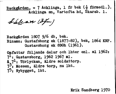 Bild på arkivkortet för arkivposten Backgården