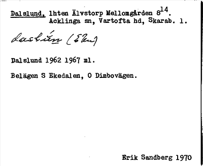 Bild på arkivkortet för arkivposten Dalslund
