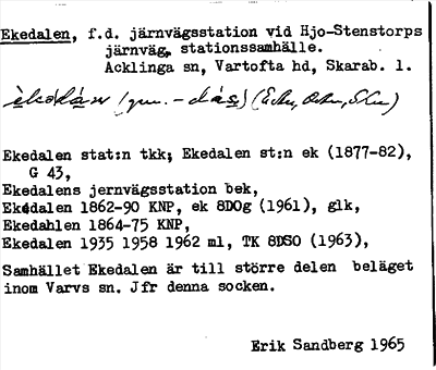 Bild på arkivkortet för arkivposten Ekedalen