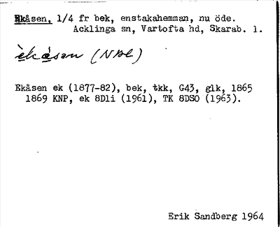 Bild på arkivkortet för arkivposten Ekåsen