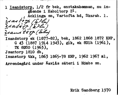 Bild på arkivkortet för arkivposten Isandstorp