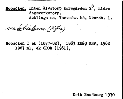 Bild på arkivkortet för arkivposten Mobacken