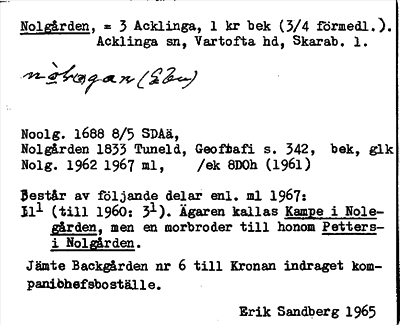 Bild på arkivkortet för arkivposten Nolgården