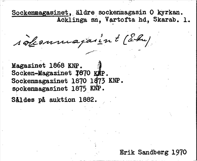 Bild på arkivkortet för arkivposten Sockenmagasinet