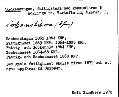 Bild på arkivkortet för arkivposten Sockenstugan