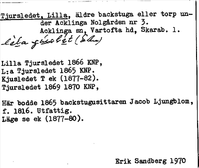 Bild på arkivkortet för arkivposten Tjursledet, Lilla