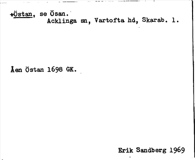 Bild på arkivkortet för arkivposten +Östan, se Ösan