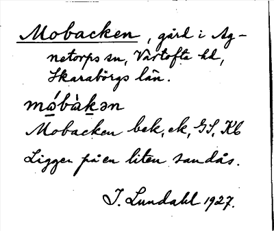 Bild på arkivkortet för arkivposten Mobacken