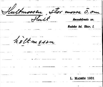 Bild på arkivkortet för arkivposten Hultmossen
