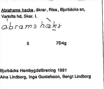 Bild på arkivkortet för arkivposten Abrahams hacke