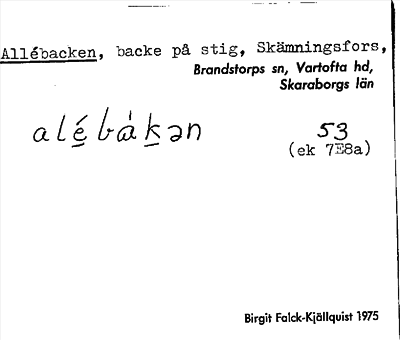 Bild på arkivkortet för arkivposten Allébacken