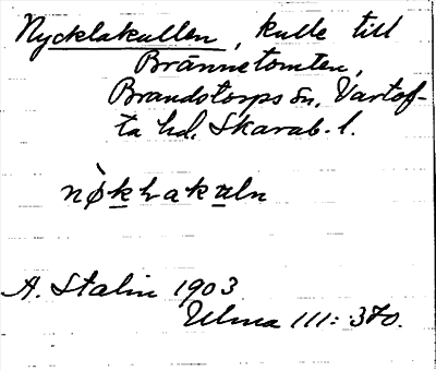 Bild på arkivkortet för arkivposten Nycklakullen