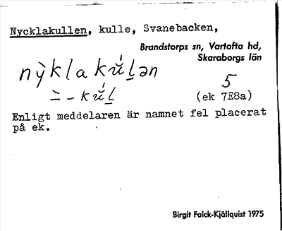 Bild på arkivkortet för arkivposten Nycklakullen